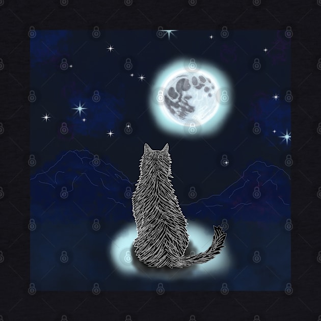 The Cat Caught in Moonlight by Digital Fae Goods